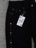 Black flared jewel denims