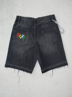 Washed black jewel jhorts