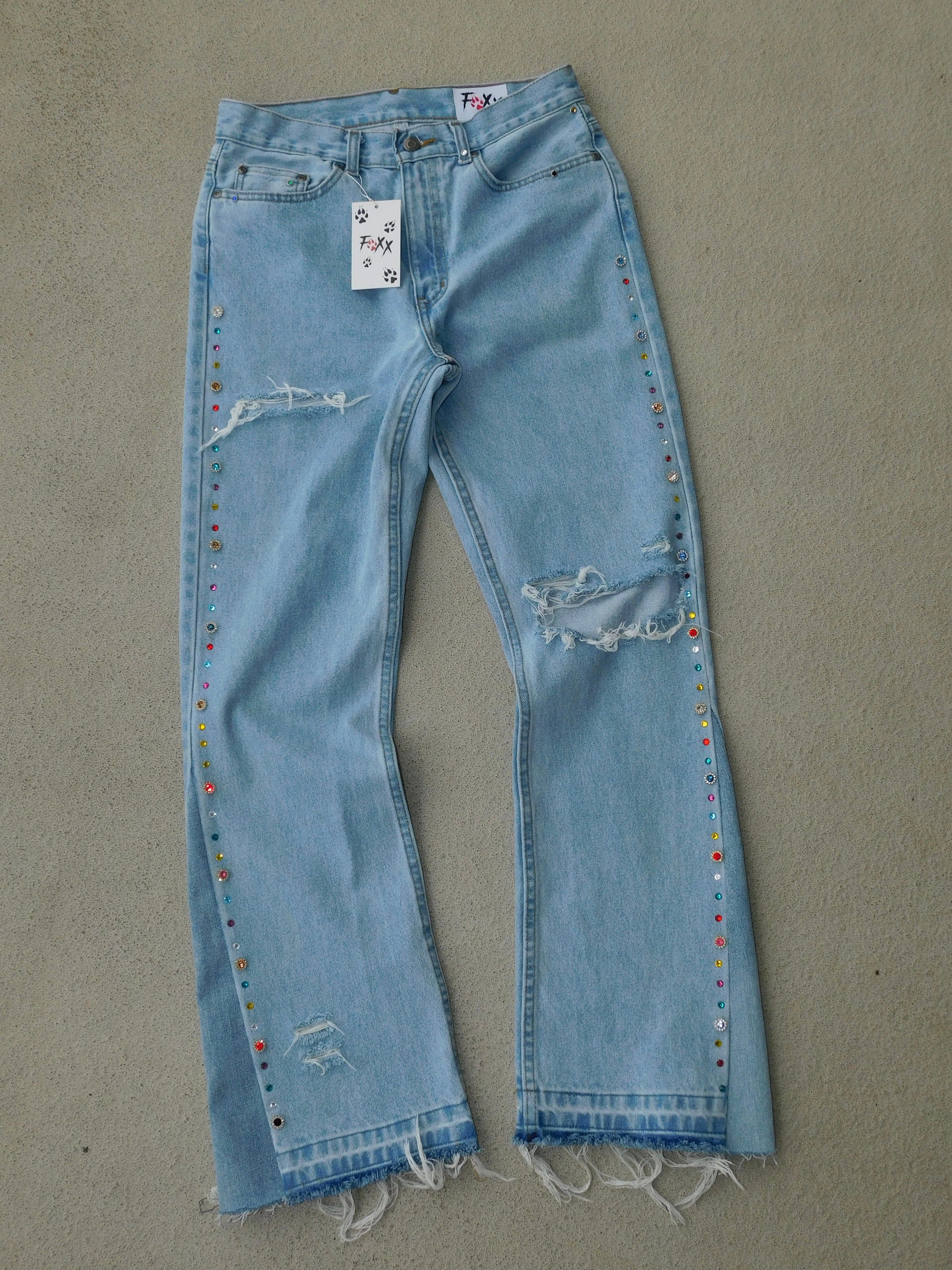 【KOOLOSET】Flare Destroyed Denim Women's Flare Bell Bottom Jeans Destroyed Flare Denim Pants